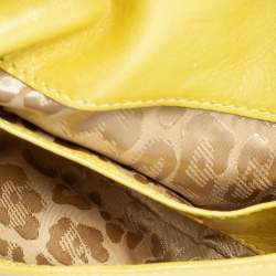 Roberto Cavalli Yellow Leather Flap Clutch