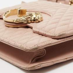 Pre Owned Roberto Cavalli Pink Quilted Leather Flap Shoulder Bag