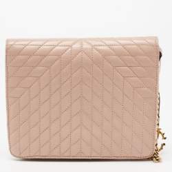 Pre Owned Roberto Cavalli Pink Quilted Leather Flap Shoulder Bag