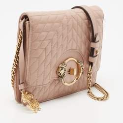 Pre Owned Roberto Cavalli Pink Quilted Leather Flap Shoulder Bag