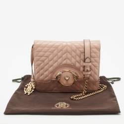 Pre Owned Roberto Cavalli Pink Quilted Leather Flap Shoulder Bag