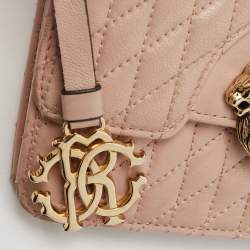Pre Owned Roberto Cavalli Pink Quilted Leather Flap Shoulder Bag