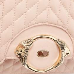 Pre Owned Roberto Cavalli Pink Quilted Leather Flap Shoulder Bag