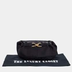 Roberto Cavalli Black Python Fold Over Clutch