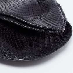 Roberto Cavalli Black Python Fold Over Clutch