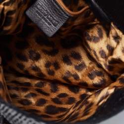 Roberto Cavalli Black Python Fold Over Clutch