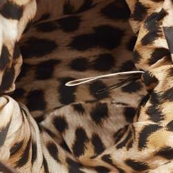 Pre Owned Roberto Cavalli Brown Leopard Print Fabric And Suede Mini Bucket Bag