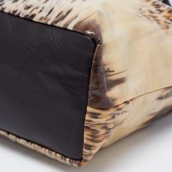 Pre Owned Roberto Cavalli Beige/Black  Printed Coated Canvas And Leather Tote