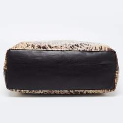 Pre Owned Roberto Cavalli Beige/Black  Printed Coated Canvas And Leather Tote