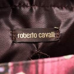 Roberto Cavalli Multicolor Floral Print Fabric and Leather Tote