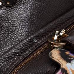 Roberto Cavalli Multicolor Floral Print Fabric and Leather Tote