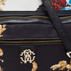 Roberto Cavalli Multicolor Floral Print Fabric and Leather Tote
