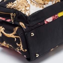 Roberto Cavalli Multicolor Floral Print Fabric and Leather Tote