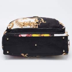 Roberto Cavalli Multicolor Floral Print Fabric and Leather Tote