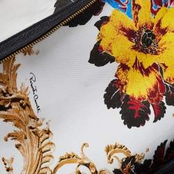 Roberto Cavalli Multicolor Floral Print Fabric and Leather Tote