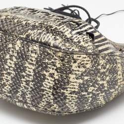 Pre Owned Roberto Cavalli Black/Cream Snakeskin Leather Bucket Bag