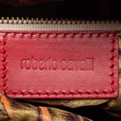 Pre Owned Roberto Cavalli Red Leather Bucket Bag