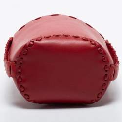 Pre Owned Roberto Cavalli Red Leather Bucket Bag