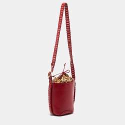 Pre Owned Roberto Cavalli Red Leather Bucket Bag