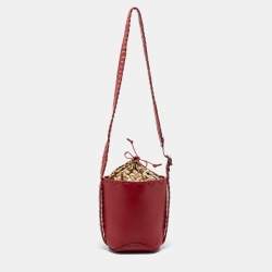 Pre Owned Roberto Cavalli Red Leather Bucket Bag