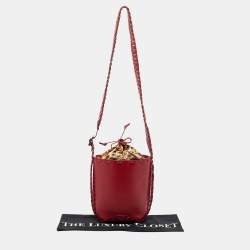 Pre Owned Roberto Cavalli Red Leather Bucket Bag