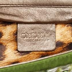 Pre Owned Roberto Cavalli Green Fabric and PVC Embellished Chain Clutch