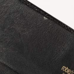Pre Owned Roberto Cavalli Black Patent Leather Flap Wallet On Chain 