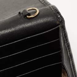 Pre Owned Roberto Cavalli Black Patent Leather Flap Wallet On Chain 