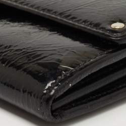 Pre Owned Roberto Cavalli Black Patent Leather Flap Wallet On Chain 
