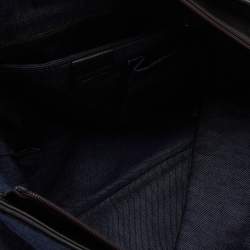 Roberto Cavalli Navy Blue Denim and Leather Studded Logo Shopper Tote