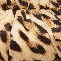 Pre Owned Roberto Cavalli Beige/Black Leopard Print Satin Clutch 