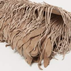 Pre Owned Roberto Cavalli Beige/Pink Suede Fringe Flap Clutch
