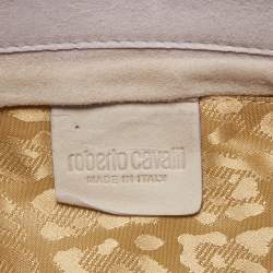 Pre Owned Roberto Cavalli Lilac/Beige Patchwork Flap Clutch