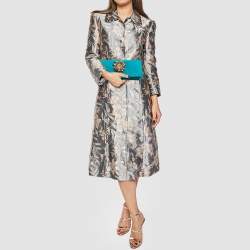 Pre Owned Roberto Cavalli Turquoise Suede Crystal Metal Flower Embellished Foldover Clutch