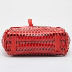 Pre Owned Roberto Cavalli Orange Leather and Patent Top Handle Bag