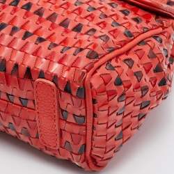 Pre Owned Roberto Cavalli Orange Leather and Patent Top Handle Bag