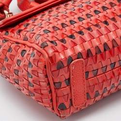 Pre Owned Roberto Cavalli Orange Leather and Patent Top Handle Bag