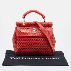 Pre Owned Roberto Cavalli Orange Leather and Patent Top Handle Bag