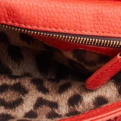 Pre Owned Roberto Cavalli Orange Leather and Patent Top Handle Bag