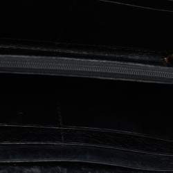 Pre Owned Roberto Cavalli Black Leather Snake Logo Zip Around Wallet