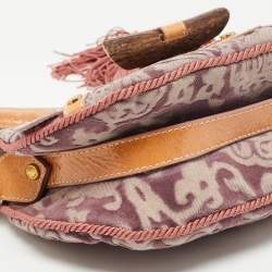 Pre Owned Roberto Cavalli Multicolor Python and Canvas Tassel Shoulder Bag