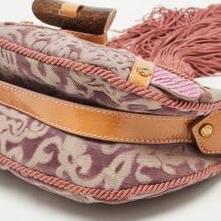 Pre Owned Roberto Cavalli Multicolor Python and Canvas Tassel Shoulder Bag