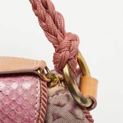 Pre Owned Roberto Cavalli Multicolor Python and Canvas Tassel Shoulder Bag
