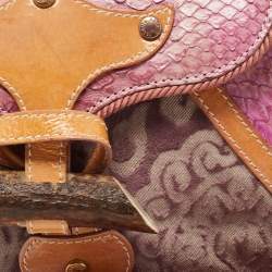 Pre Owned Roberto Cavalli Multicolor Python and Canvas Tassel Shoulder Bag