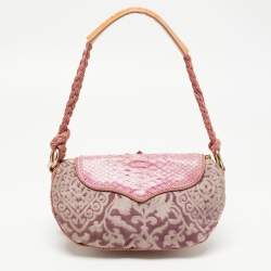 Pre Owned Roberto Cavalli Multicolor Python and Canvas Tassel Shoulder Bag