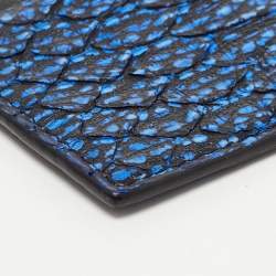 Roberto Cavalli Black/Blue Python Embossed Leather Card Holder