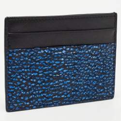 Roberto Cavalli Black/Blue Python Embossed Leather Card Holder