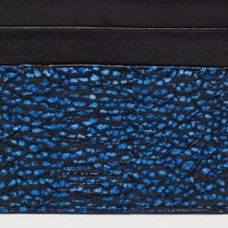 Roberto Cavalli Black/Blue Python Embossed Leather Card Holder