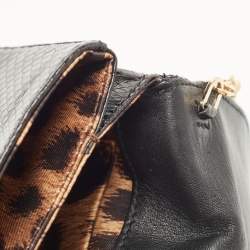 Pre Owned Roberto Cavalli Black Karung Leather Crystal Chain Clutch