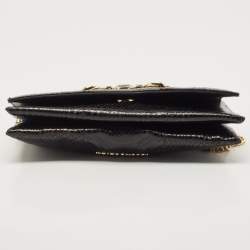 Pre Owned Roberto Cavalli Black Karung Leather Crystal Chain Clutch